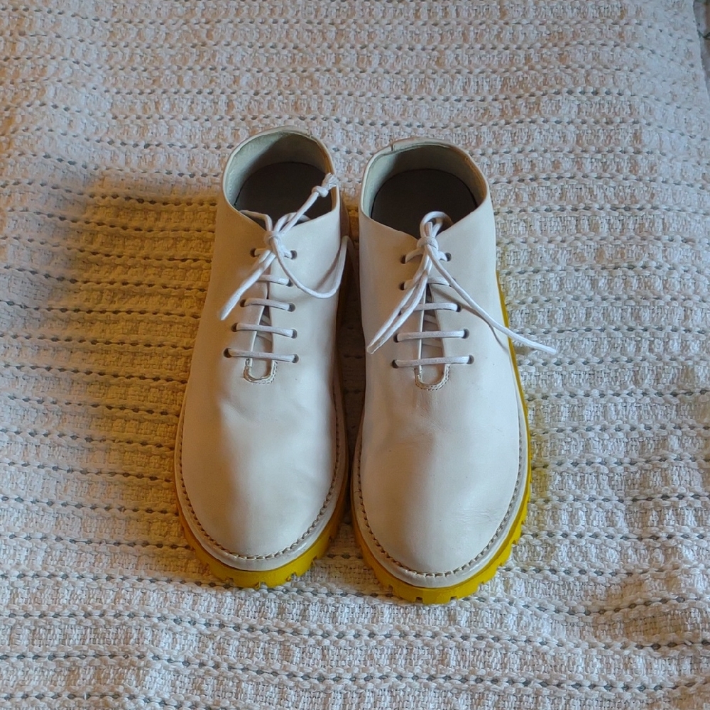 Marsell White Oxfords with Yellow Soles